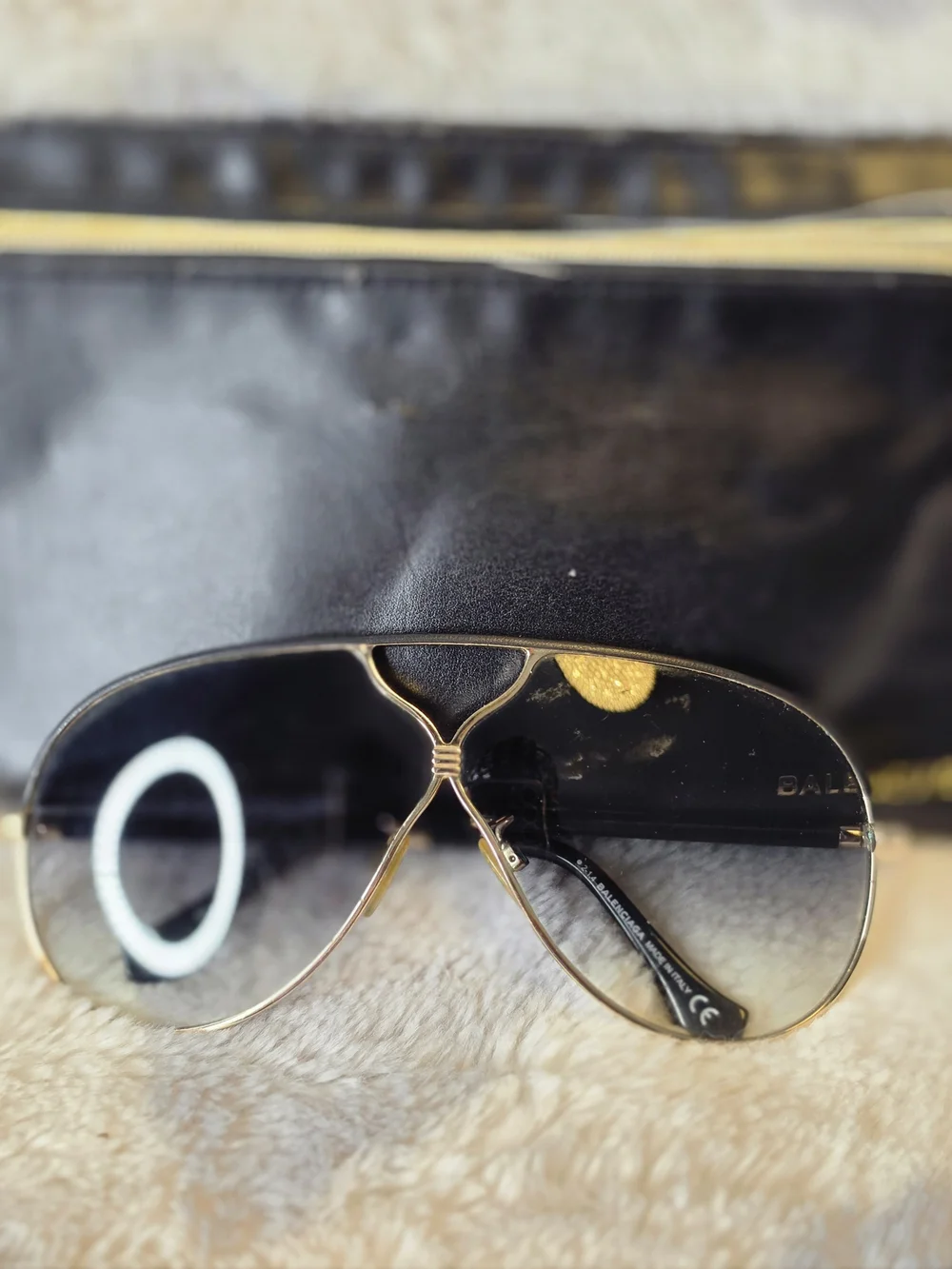 Balenciaga Gold Frame Black Gradient Lens Women's Sunglasses